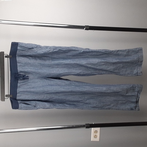 Talbots Cotton Drawstring Wide Waist Band Pull-on Straight Leg Pants - Picture 1 of 9